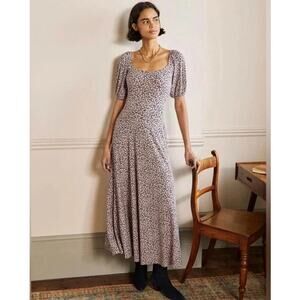 Boden Maxi Dress Romantic Feminine Cottagecore Square Neck Jersey 14 Flora Sprig